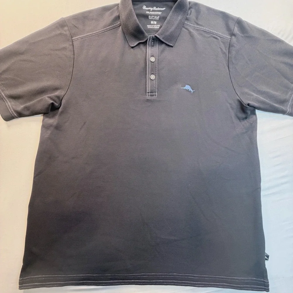 Tommy Bahama IslandZone Supima Polo Charcoal Blue Mens Medium Stretch Golf